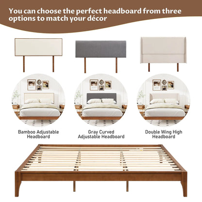 Solid Bamboo Platform Bed Frame with Slat Support