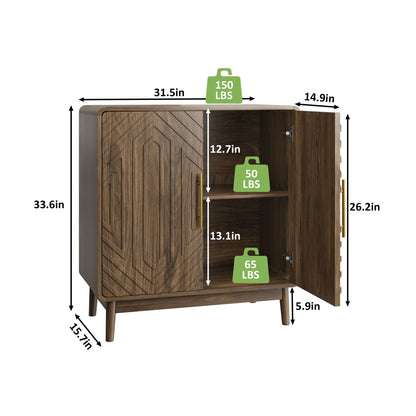 Sideboard Buffet Cabinet Dark Brown with carved doors and adjustable shelves HouseOfZazla on Tampa Home & Garden Store