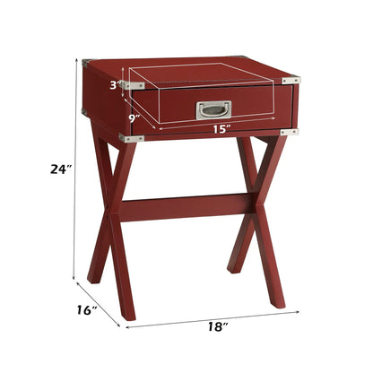 Babs Accent Table with Drawer Square Wooden Top