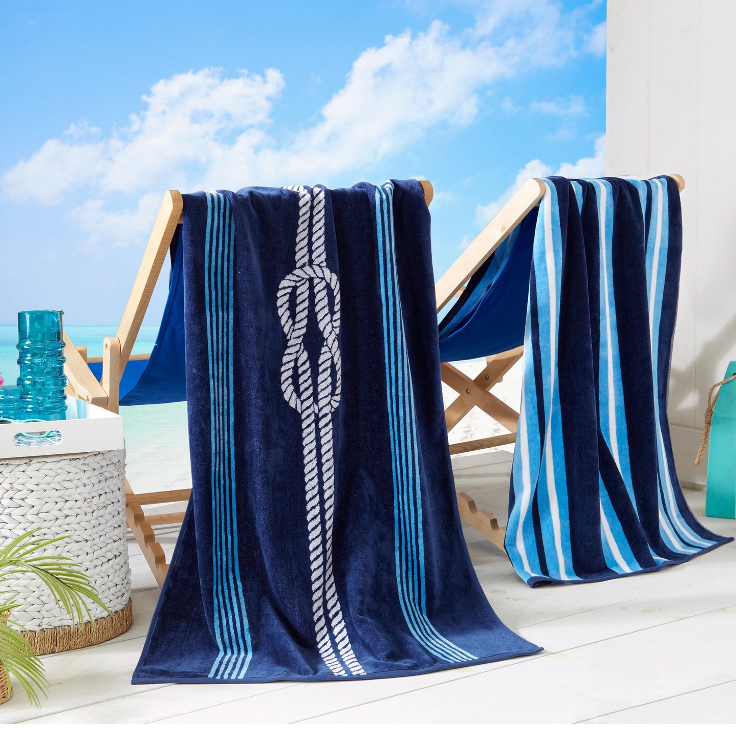 Velour Cotton Beach Towels and Maui Two Pack