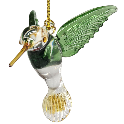 Adorno de colibrí de cristal egipcio - Verde con pico amarillo