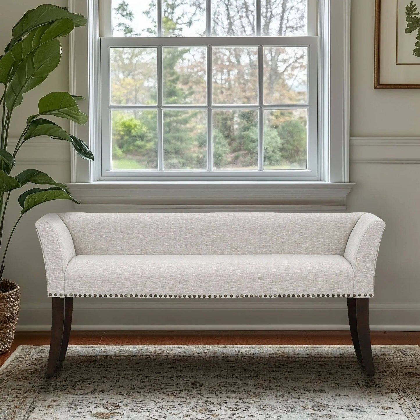 Welburn Upholstered Bench With Padded Back