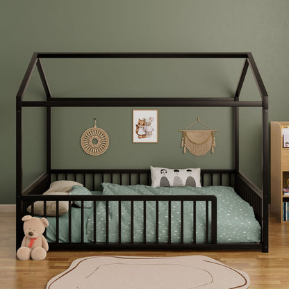 Cozy Montessori House Floor Bed and a Safety Rail