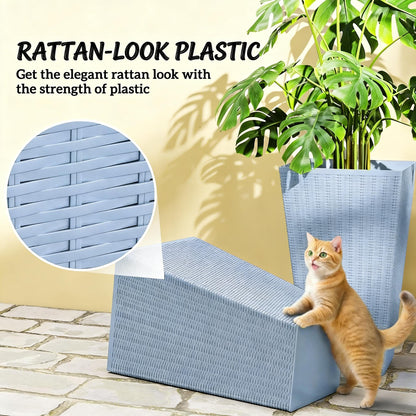 Plants Box Set of 3 Tall Planters by HouseOfZazla in gray rattan-look plastic on Tampa Home & Garden Store