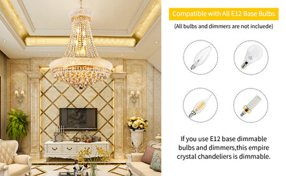 24-Inch Gold Crystal Chandelier, 12-light French Empire ceiling light by HouseOfZazla on Tampa Home & Garden Store