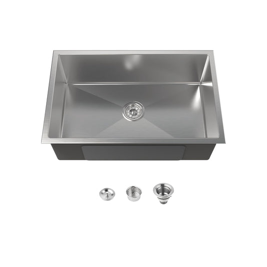Stainless steel drop-in kitchen sink, brushed nickel finish, drain fittings included on Tampa Home & Garden Store