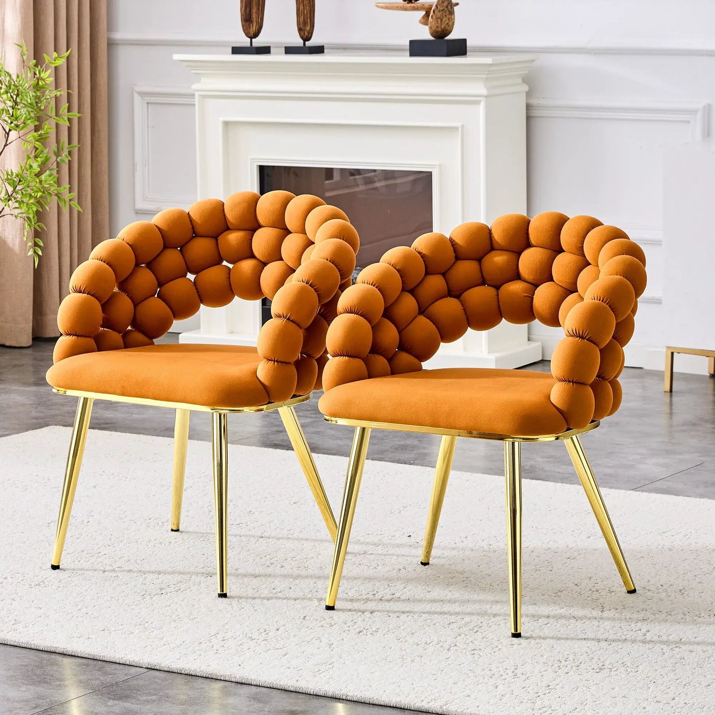 Puffy Bubble Ball Chain Dining Chairs Set of 2