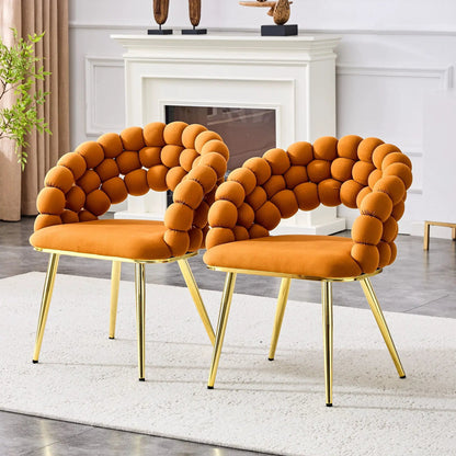 Puffy Bubble Ball Chain Dining Chairs Set of 2