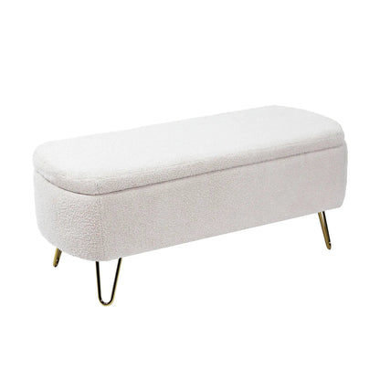 Storage Ottoman Bench with Faux Fur End of Bed