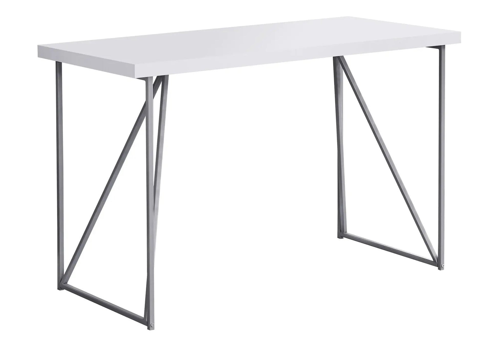 White computer desk with gray metal frame and diagonal cross braces Unique Piece Furniture on Tampa Home & Garden Store