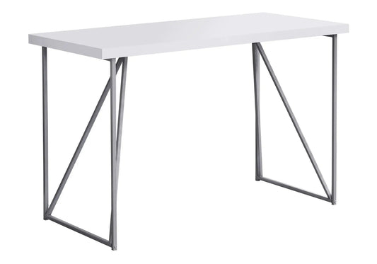 White computer desk with gray metal frame and diagonal cross braces Unique Piece Furniture on Tampa Home & Garden Store
