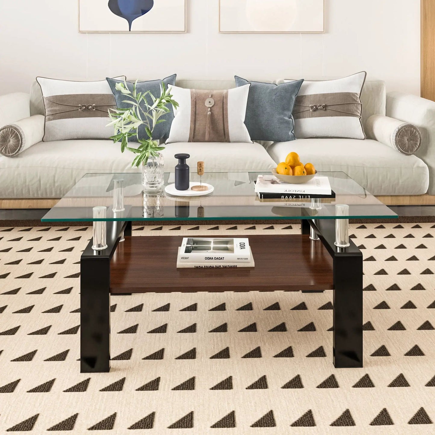 Modern Coffee Table with Tempered Glass Top