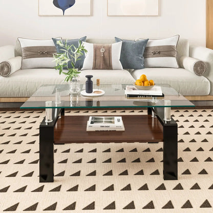 Modern Coffee Table with Tempered Glass Top