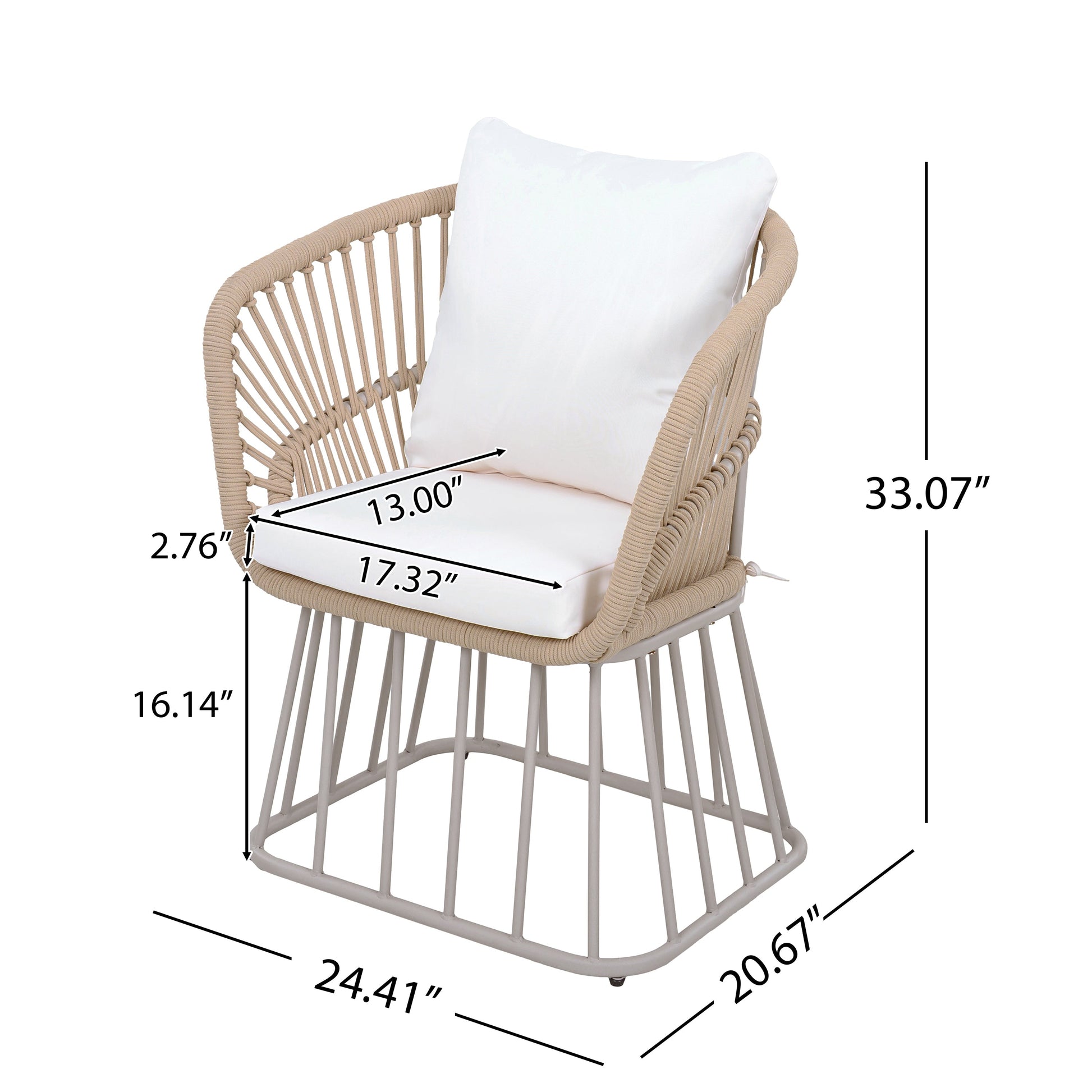 Outdoor 7-Piece Dining Set with teak table and beige wicker chairs on Tampa Home & Garden Store