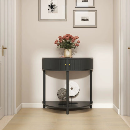 Demi Lune Console Table with 2 Storage Drawers