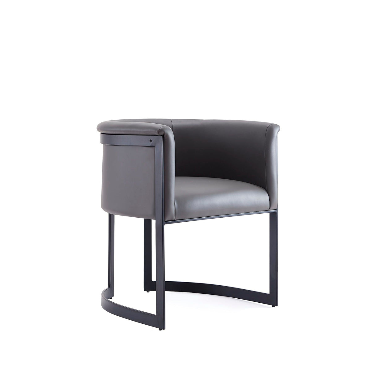 Corso dining chair with modern metal frame in dark gray leather by HouseOfZazla on Tampa Home & Garden Store
