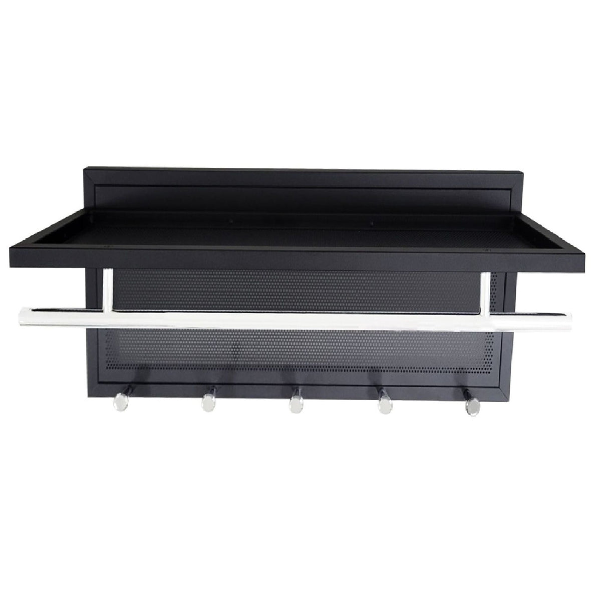Powder coated metal wall mounted coat rack with shelf in black by HouseOfZazla on Tampa Home & Garden Store