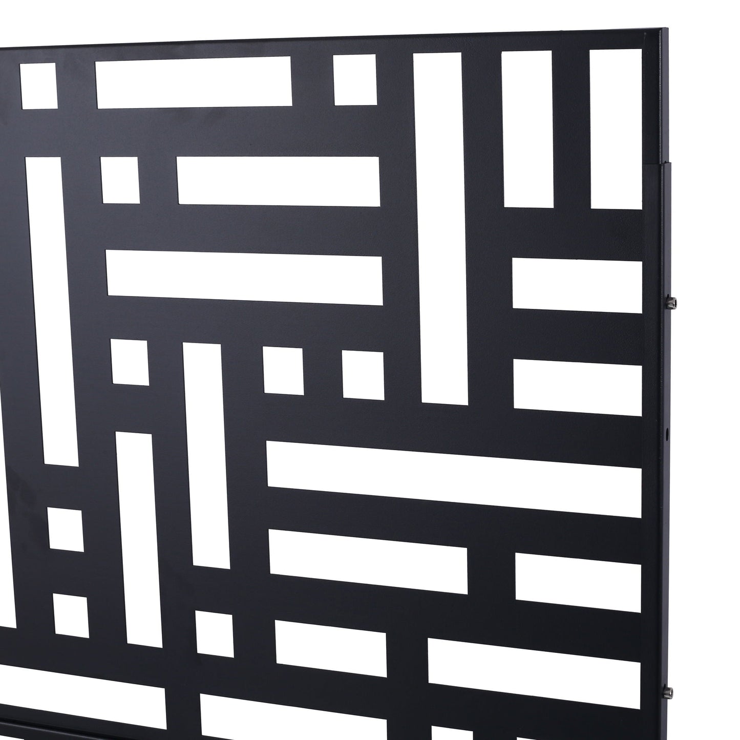 Decorative freestanding metal privacy screen by HouseOfZazla with geometric cutouts on Tampa Home & Garden Store