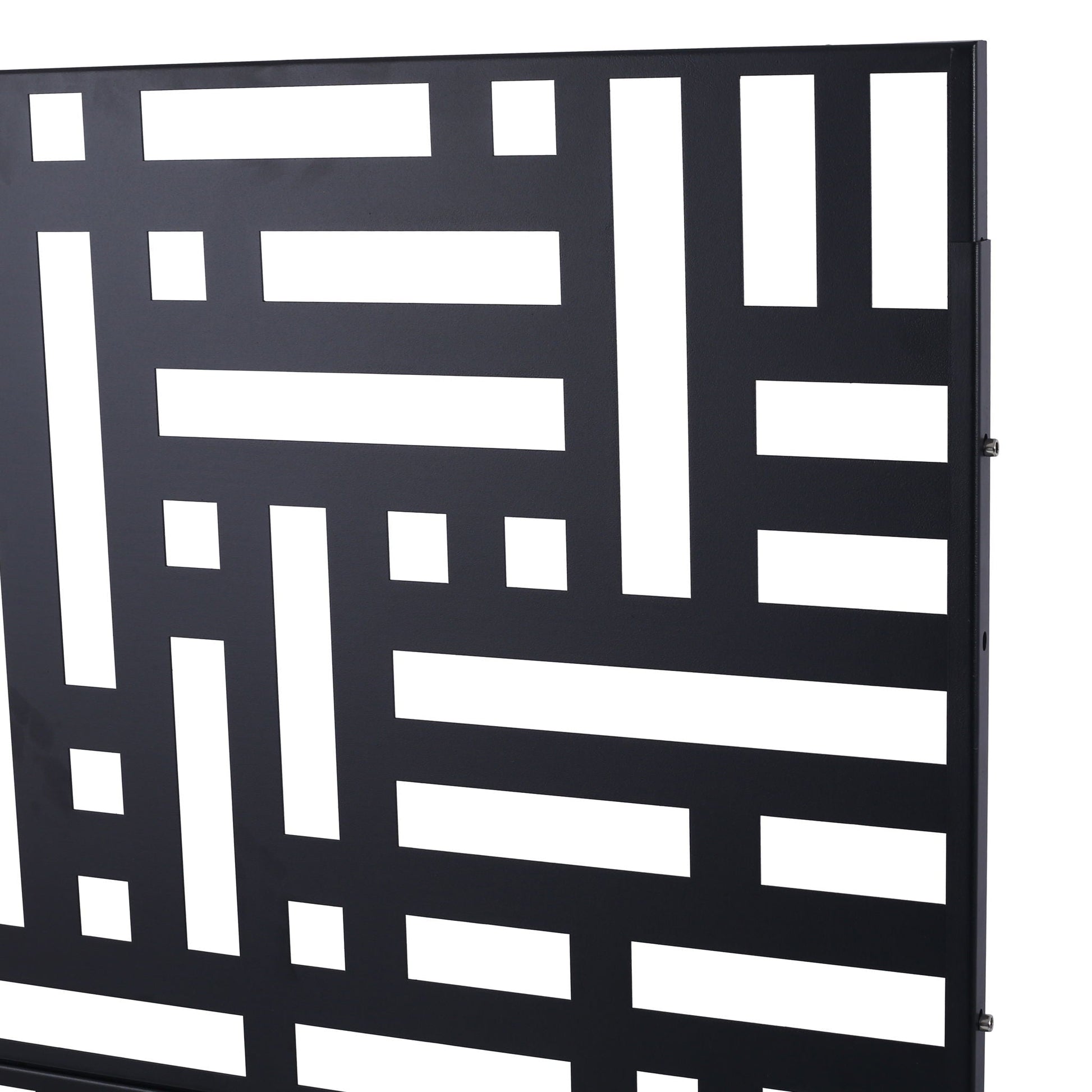 Decorative freestanding metal privacy screen by HouseOfZazla with geometric cutouts on Tampa Home & Garden Store