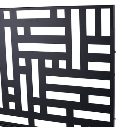 Decorative freestanding metal privacy screen by HouseOfZazla with geometric cutouts on Tampa Home & Garden Store