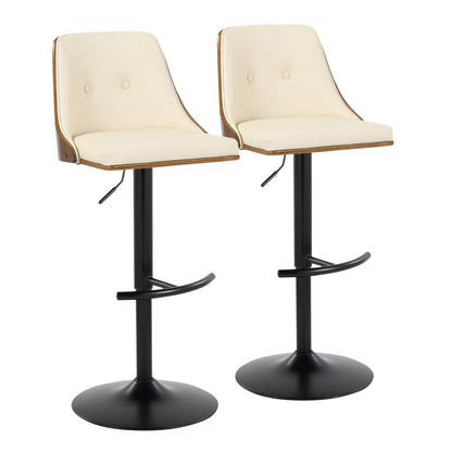 Mid Century Modern barstool set with swivel rounded T footrests cream seats HouseOfZazla on Tampa Home & Garden Store