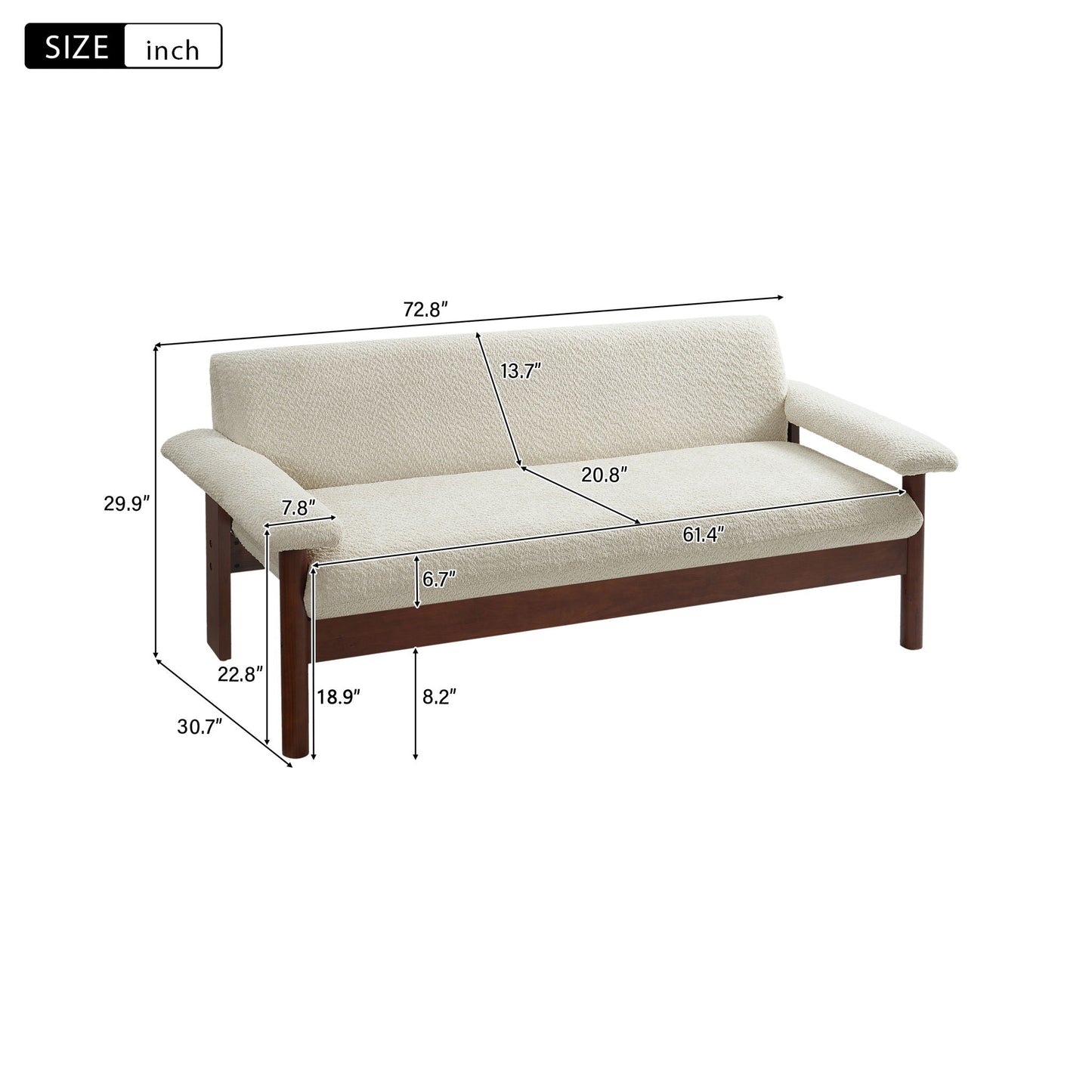 Loveseat Sofa HouseOfZazla beige textured upholstery with armrest pillows on Tampa Home & Garden Store