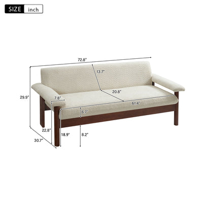 Loveseat Sofa HouseOfZazla beige textured upholstery with armrest pillows on Tampa Home & Garden Store