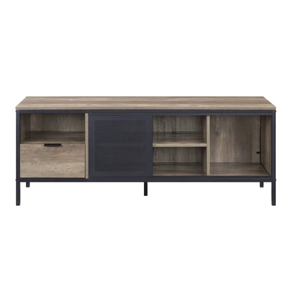 Nantan Rustic TV Stand by Unique Piece Furniture with wood top and dark metal frame on Tampa Home & Garden Store