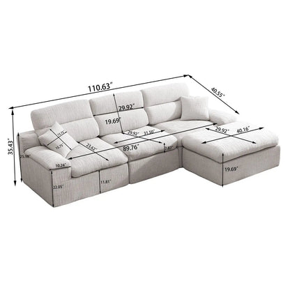 Corner chaise sofa with high backrest beige fabric 2-piece set Unique Piece Furniture on Tampa Home & Garden Store