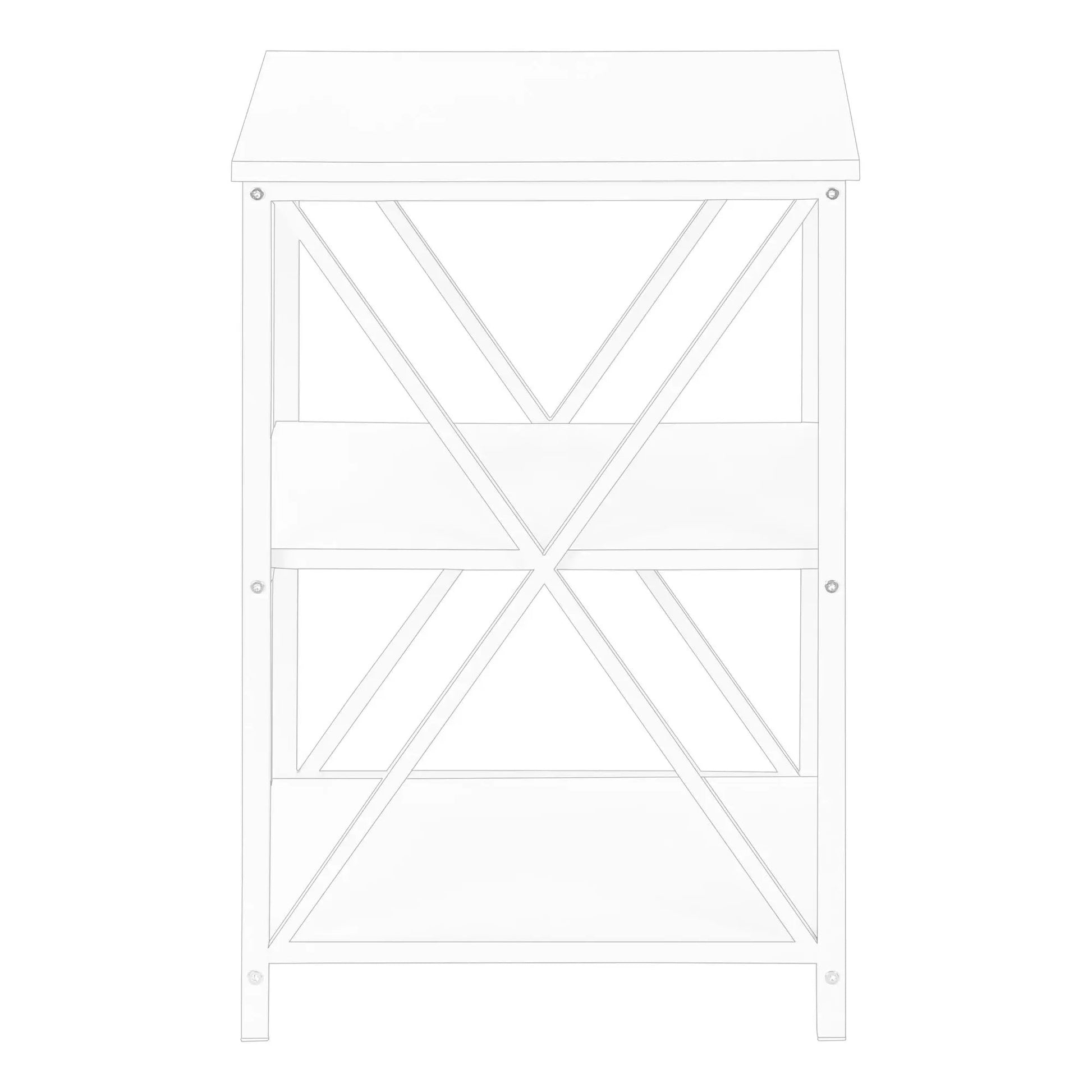 3 Tier Accent Table marble-look top with geometric cross-brace frame, contemporary modern design on Tampa Home & Garden Store