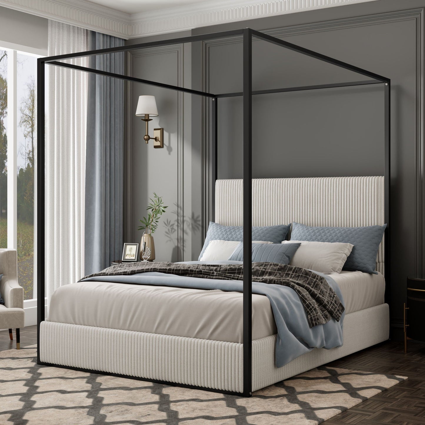 Modern Metal Canopy Bed And Four Poster Frame