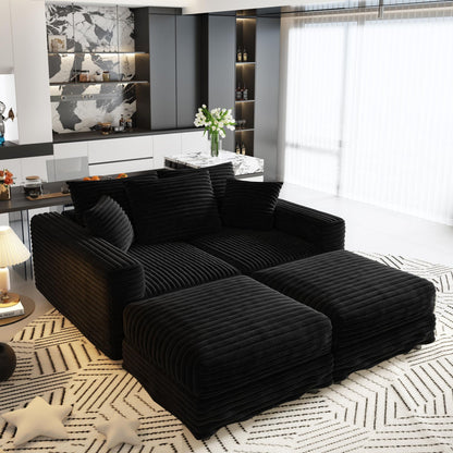 Deep Seat Sofa Bed With Ottoman and Soft Pillows