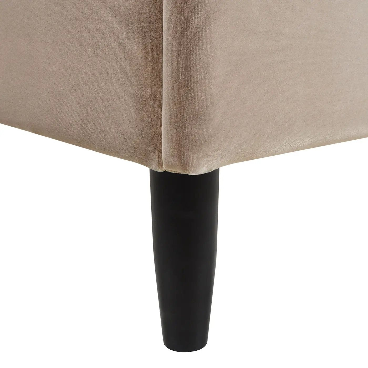 Aspen vertical tufted modern headboard platform bed beige velvet with black tapered leg on Tampa Home & Garden Store
