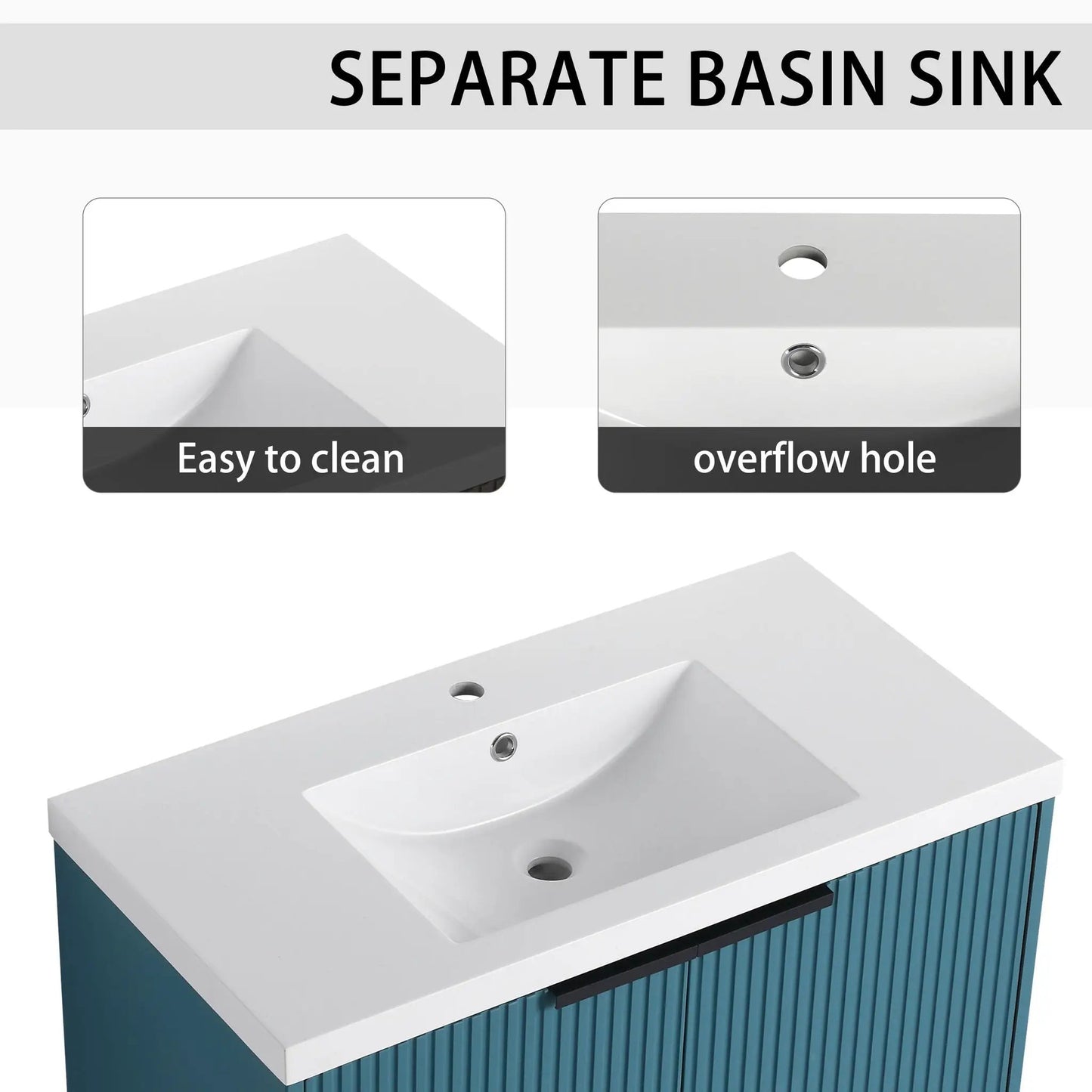 Modern Wall Mounted Vanity With Resin Double Sink