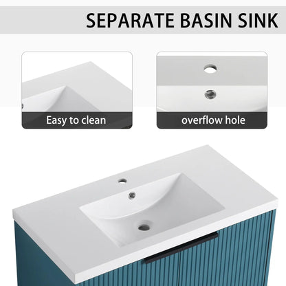 Modern Wall Mounted Vanity With Resin Double Sink