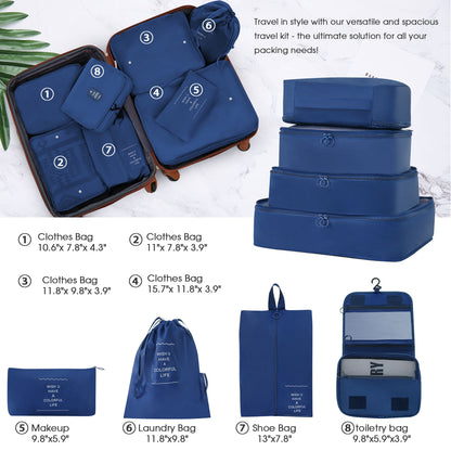 HouseOfZazla 4-piece blue hardshell luggage set with spinner wheels TSA lock on Tampa Home & Garden Store