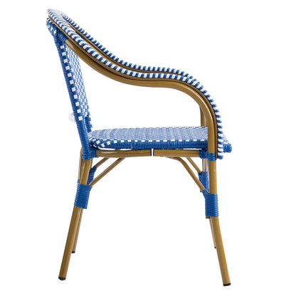 Outdoor Bistro Chairs Set of Aluminum and Rattan