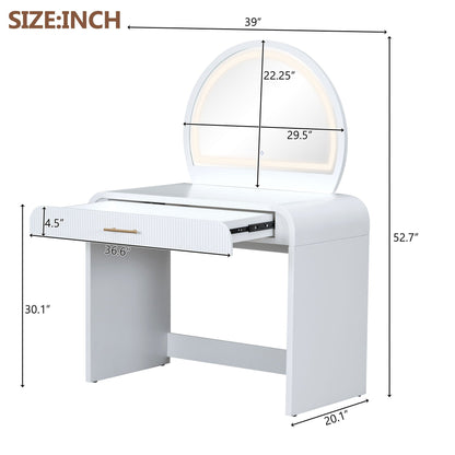 Makeup vanity table with lighted mirror, white finish, drawer by HouseOfZazla on Tampa Home & Garden Store