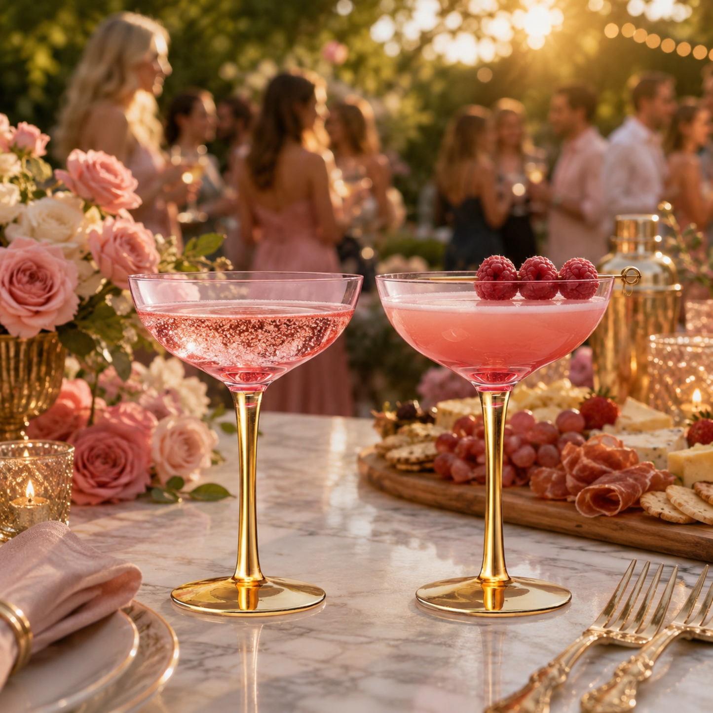 Deco Pink Cocktail Coupe Glass Set Of Two