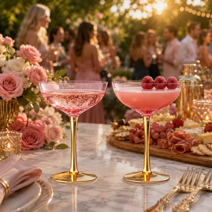 Deco Pink Cocktail Coupe Glass Set Of Two