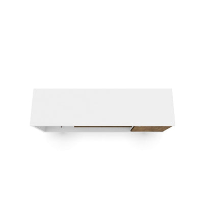 Smart Storage TV Stand with solid wood legs, white finish and wood accent panel by HouseOfZazla on Tampa Home & Garden Store