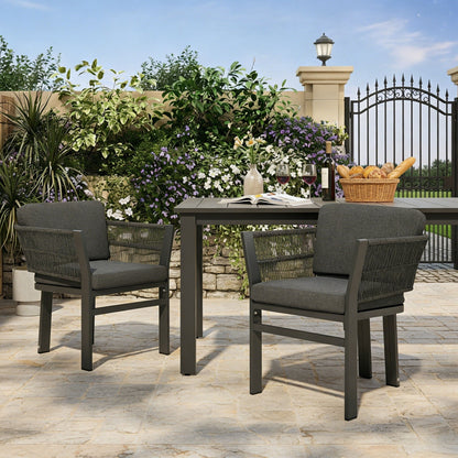 Durable Aluminum Outdoor Dining Chairs Set of Two