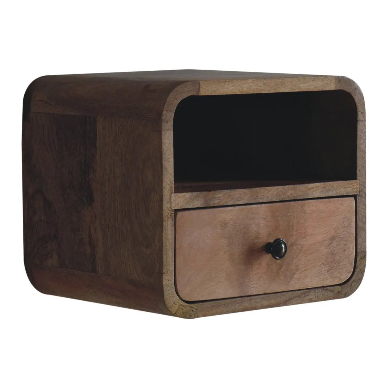 Curved Upper Slot Floating Nightstand with Drawer