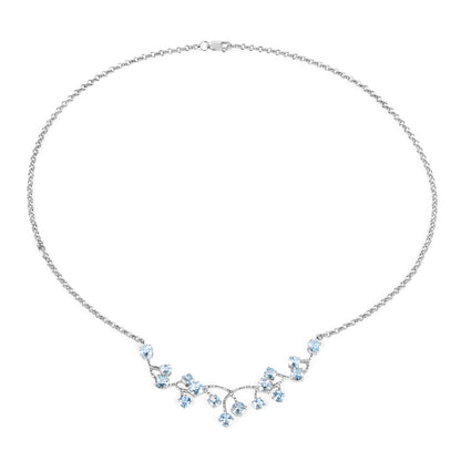 7.36ct genuine blue topaz sterling silver necklace with a decorative front cluster on a slender chain on Tampa Home & Garden Store