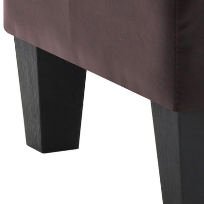 Upholstered ottoman in dark brown faux leather with black wood legs HouseOfZazla on Tampa Home & Garden Store