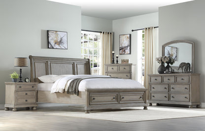 Elegant Transitional Storage Bed and Two Drawers