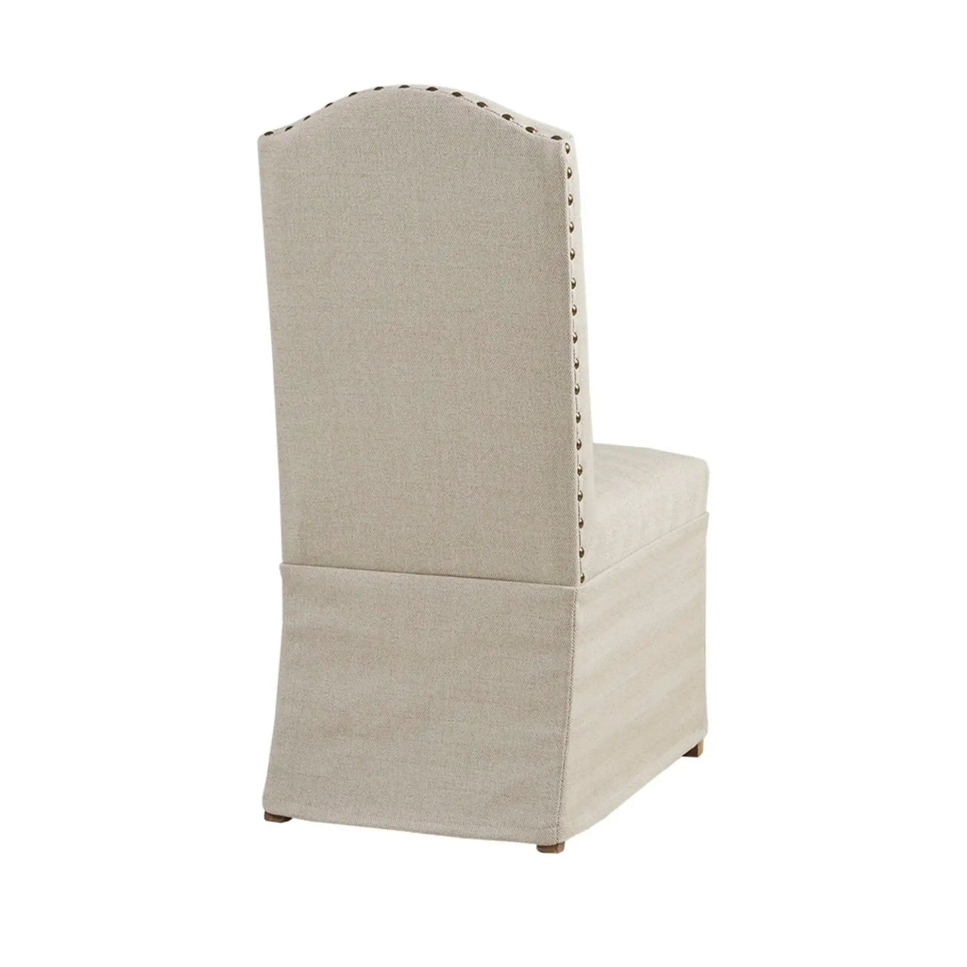 Dining chair with skirts beige linen upholstery nailhead trim set of 2 Unique Piece Furniture on Tampa Home & Garden Store