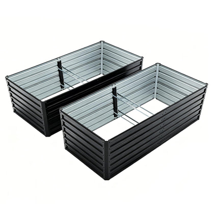 2-pack galvanized metal raised garden beds 6x3x2 ft with corrugated panels HouseOfZazla on Tampa Home & Garden Store
