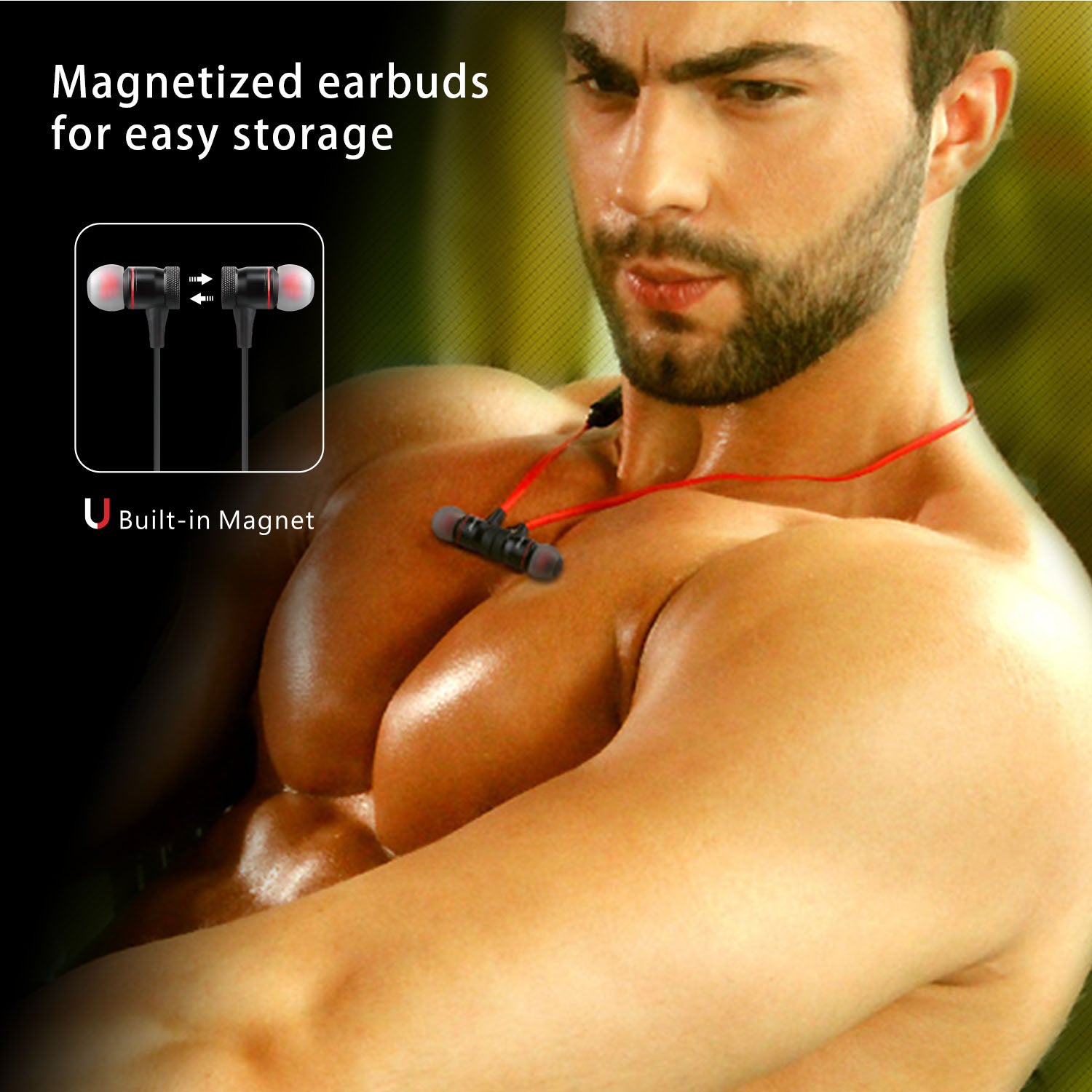 GemGear wireless in-ear neckband sports earbuds with magnetic earpieces, red cord on Tampa Home & Garden Store