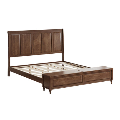 Modern Sleigh Bed with Tall Headboard and Bench